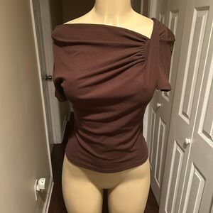Elegant Brown Off-Shoulder Top
